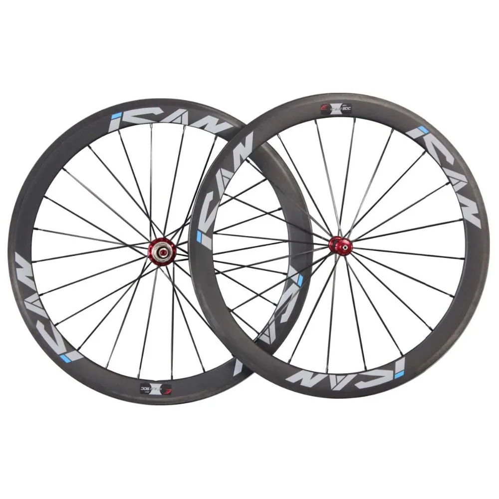 Excellent ICAN BIKES 50mm carbon clincher road bike wheels 21mm width UD matt carbon wheels 700C carbon road wheels SP-50C 3