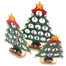 1 шт., 3 размера, зеленые деревянные искусственные елочные украшения, деревянные рождественские мини-елки, подарок, украшение для стола