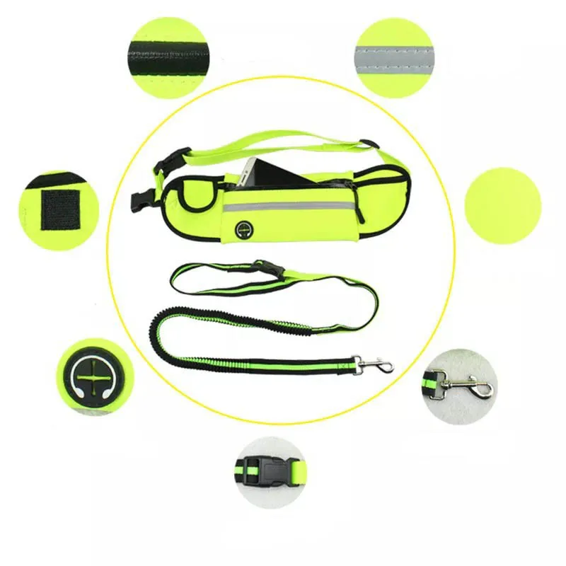 

Dog Leash Chain Retractable Hands Free Reflective Retractable Leashes with Waterproof Waist Bag for Dog Running Walking