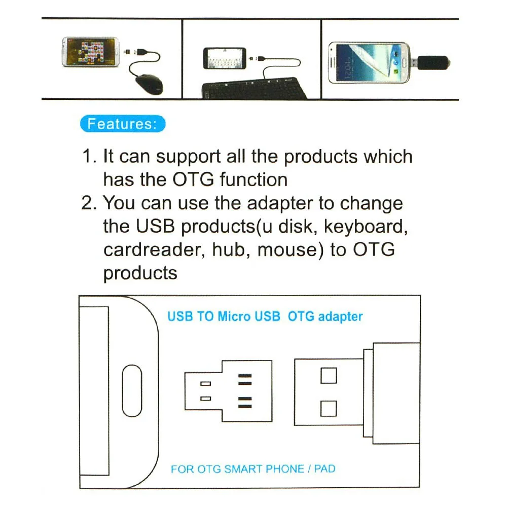 Multi-function USB to Micro USB OTG Adapter Card Reader for Android Phone Tablet PC Converter