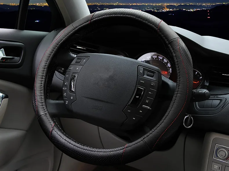 Качественный кожаный чехол рулевого колеса автомобиля четыре сезона универсальные автомобильные аксессуары для CITROEN C4L quatre Elysee C5 C3-XR triomphe