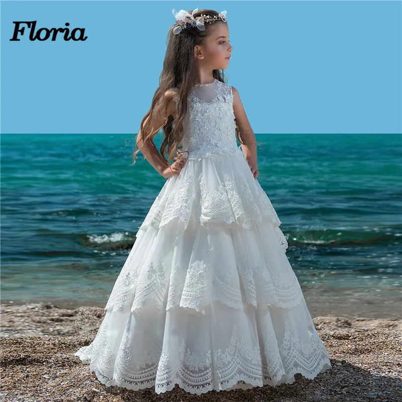 

2018 White Lace Flower Girl Dresses For Weddings Vestidos daminha Kids Evening Pageant Gowns First Communion Dresses For Girls