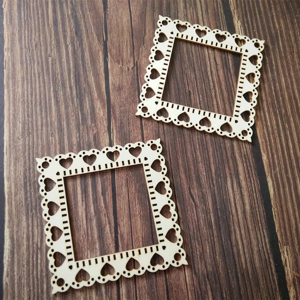 

10pcs Laser Cut Unfinished Wooden Heart Border Frame Home Wall Decor Weddding Birthday Decorations DIY Craft Scrapbooking