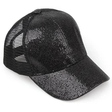 Новинка, бейсболки женские с хвостом, грязная булочка, Snapback, летние сетчатые шляпы, Повседневная Спортивная Кепка с блестками, Прямая