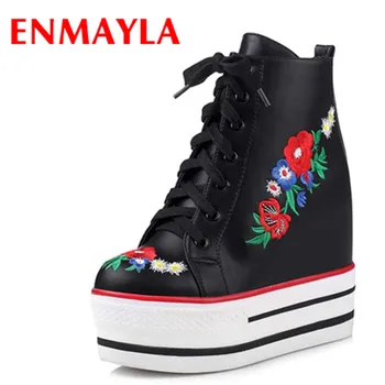 

ENMAYLA High Heels Platform Shoes Woman 3 Colors White Shoes High&Low Cut Ankle Boots for Women Spring Autumn&Winter Boots Shoes