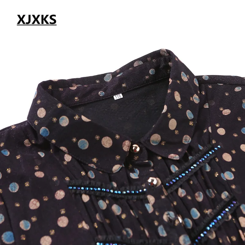 Oficina Camisas Verano De Xjxks Chiffon Elegante Tops Collar Calidad down Manga Impresión Picture Alta Señoras Mujeres Blusas Color Turn Media 1861 OvSdqwzv