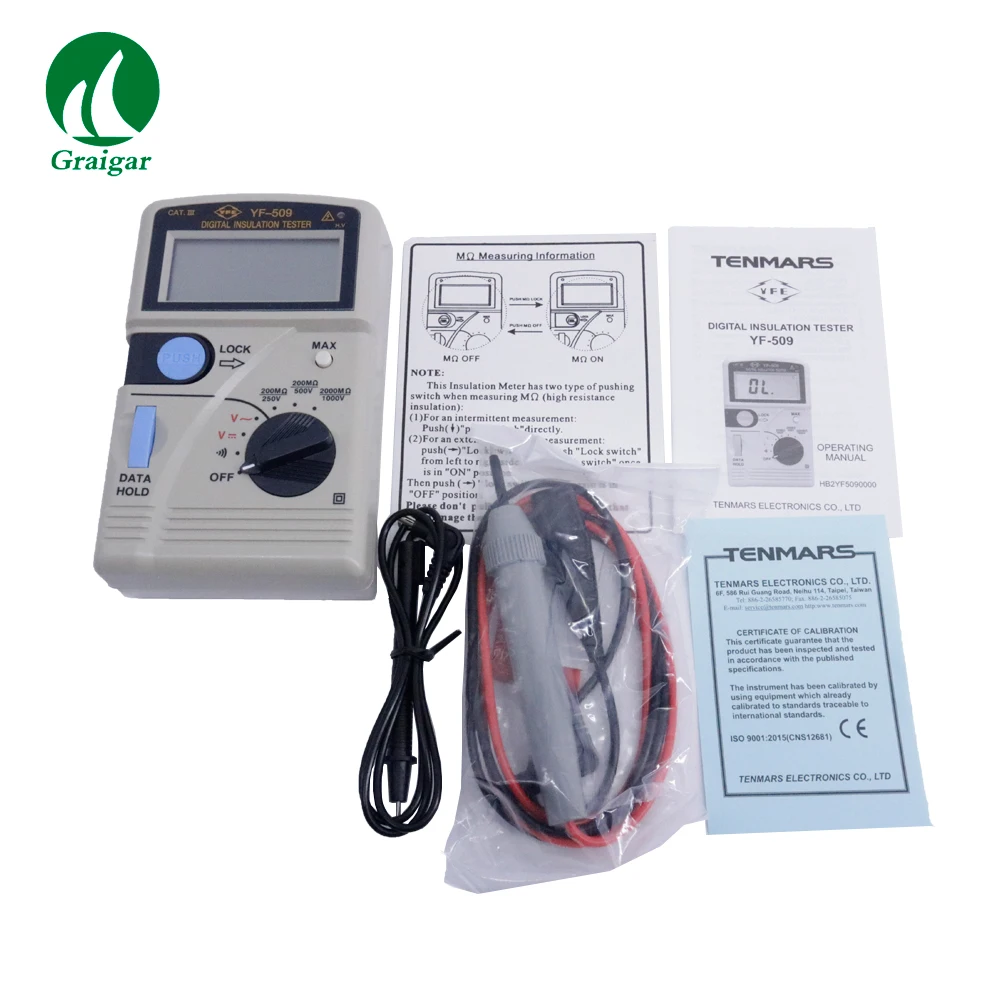 

YF-509 Portable Insulation Resistance Tester 3-1/2 digit LCD Display with Maximum Reading of 2000