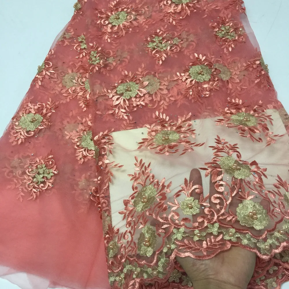 

2018 High Quality African Lace Fabrics Nice French Net Embroidery Tulle Lace Fabric For Nigerian party Dress f16a293