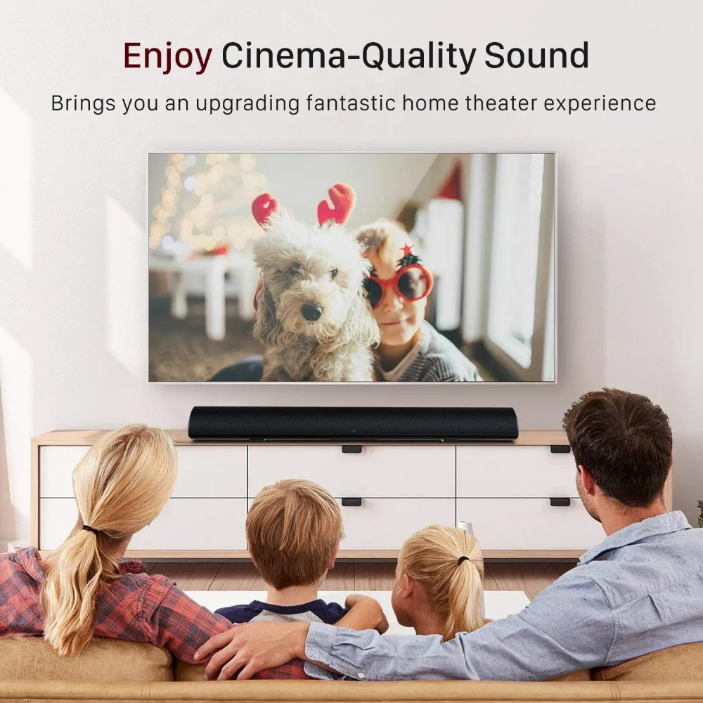 TV SoundBar Bluetooth Speaker Wired Home Theater System 80W Sound Bar 3D Bass Surround 80 dB Audio Remote Control Wall Mountable
