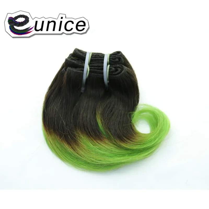 Eunice темный корень цветной двухтонный Омбре волнистые волосы для тела короткие ткет " дюймов 1 пучок 4 шт./лот 100 грамм синтетические женские волосы - Цвет: Зеленый