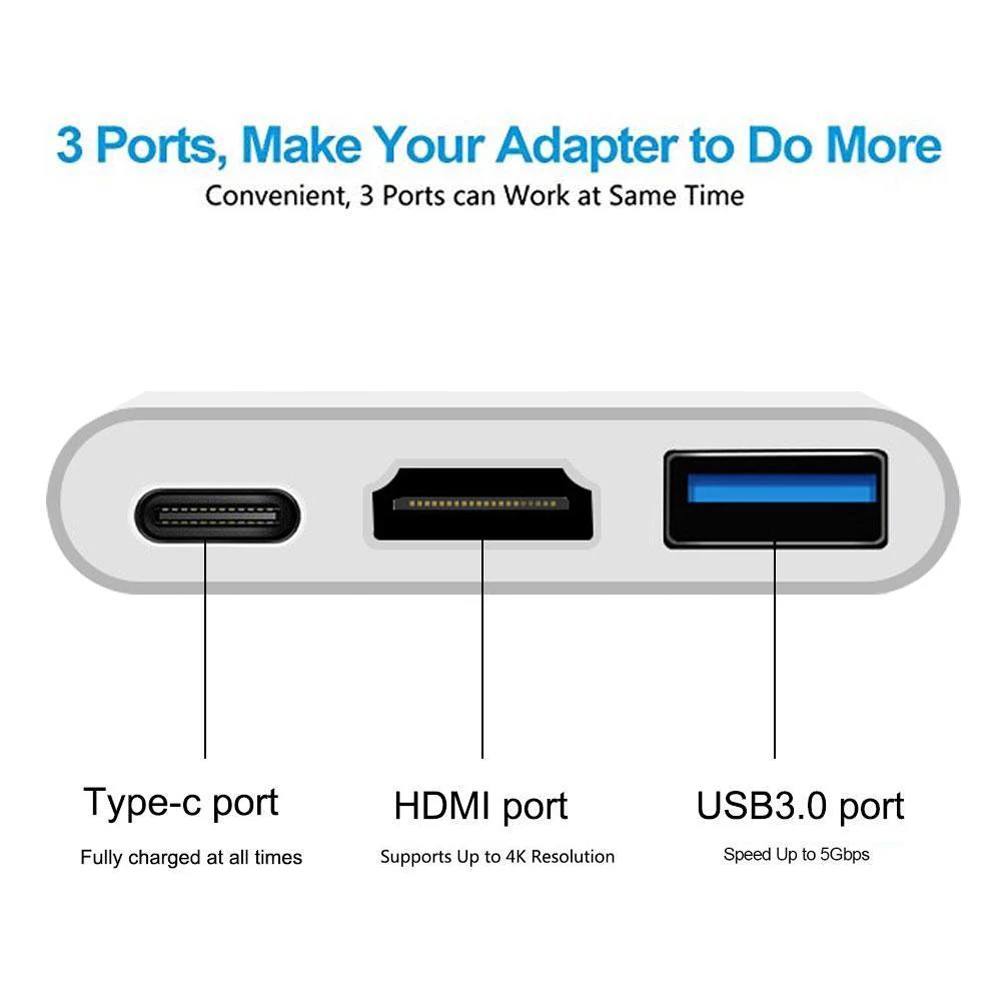 USB 3,0 концентратор USB-C 3 в 1 тип-c до 4 к HD HDMI зарядный адаптер для Apple MacBook Конвертеры
