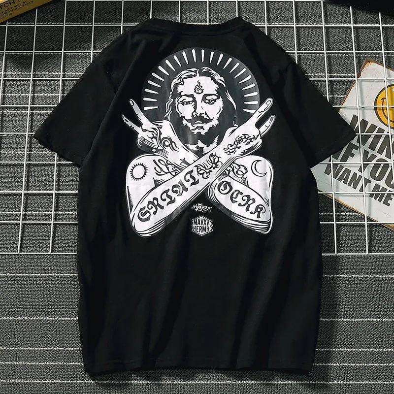VERSMA 2017 японская Harajuku Spoof Jesus религиозная футболка с принтом для мужчин и женщин