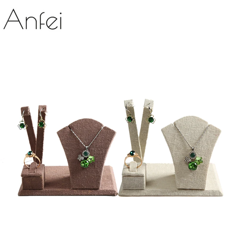 

ANFEI hot selling high quality Jewelry display rack Earrings rings necklaces three in one display tray Jewelry display stand