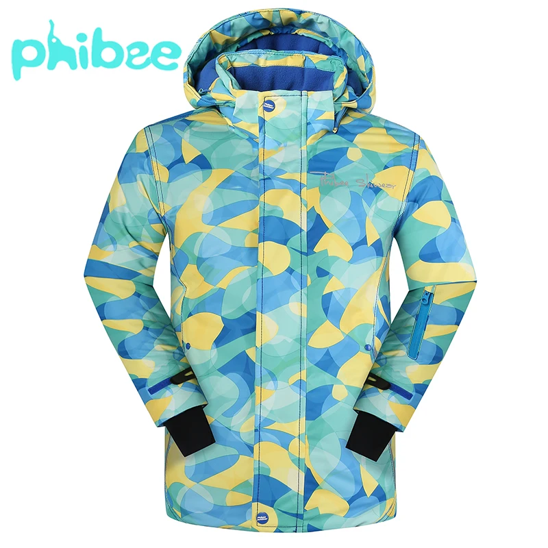 Phibee Winter Jacket Skiing Jackets Outdoor Warm Breathable Coat Waterproof Windproof Kids Clothes