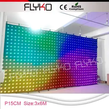 

free shipping factory price 3x6m led stage video curtain P15 version