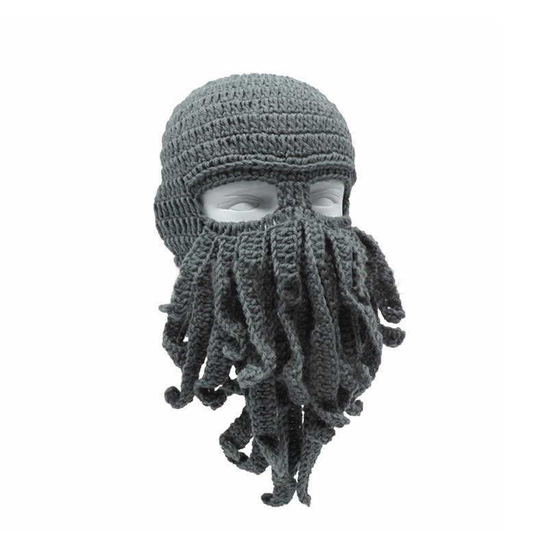 Новая модная осенне-зимняя креативная забавная Кепка-восьмиклинка ручной работы шерстяная шапка для бороды Лыжная шапка «кальмар»