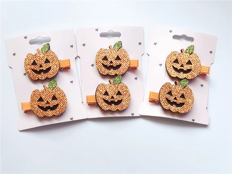 

15Sets Fashion Cute Glitter Felt Pumpkin Hairpins Cartoon Hallowmas Hair Clips Halloween Party Headwear Boutique HairAccessories