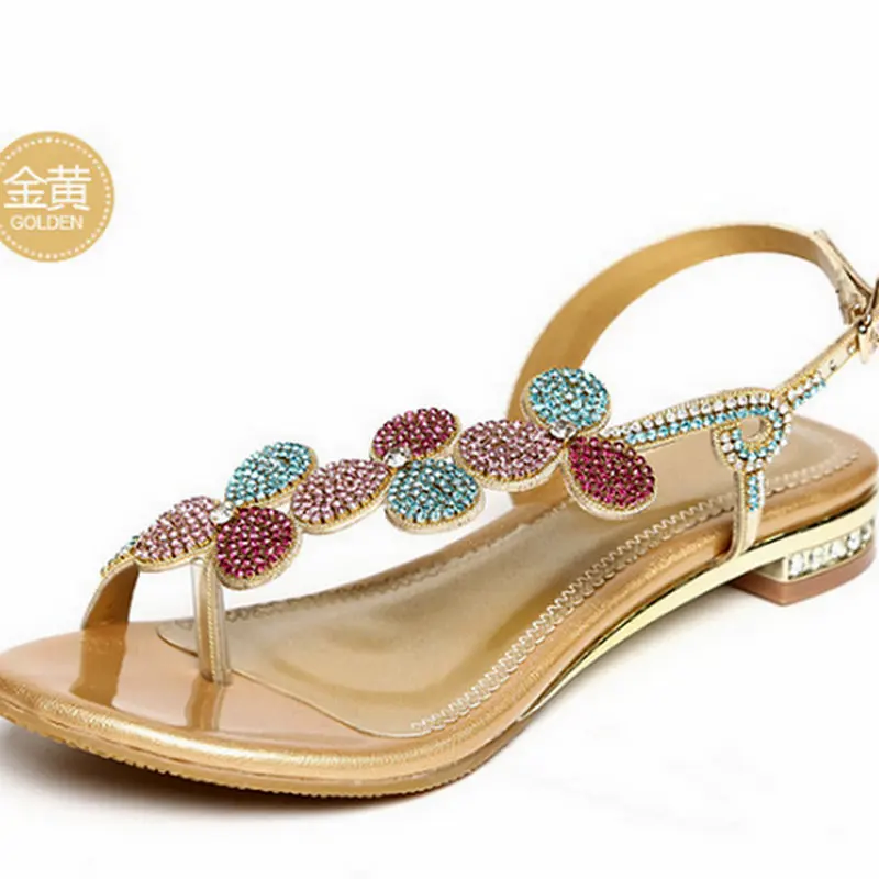 

New Fashion Women Girls Flats Sandals leather shoes Summer Rhinestone Sandals Children Kids shoes