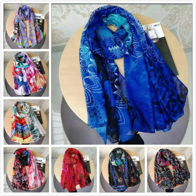 desiguers Luxury Brand Women autumn spring Spain style boho designer long red geometric print scarf birthday gifts cape