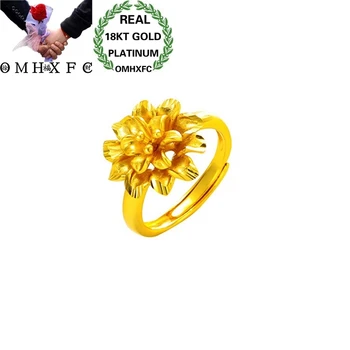 

OMHXFC Wholesale European Fashion Woman Girl Bridal Party Birthday Wedding Gift Vintage Flower Resizable 18KT Gold Ring EJ22