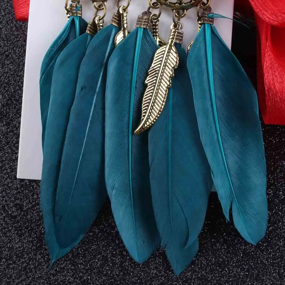 Ear Clip Earrings JIOFREE Vintage Bohemia blue feather Clip on Earrings Without Piercing for Girls Party Needn't Ear Hole clip earrings,ear clip