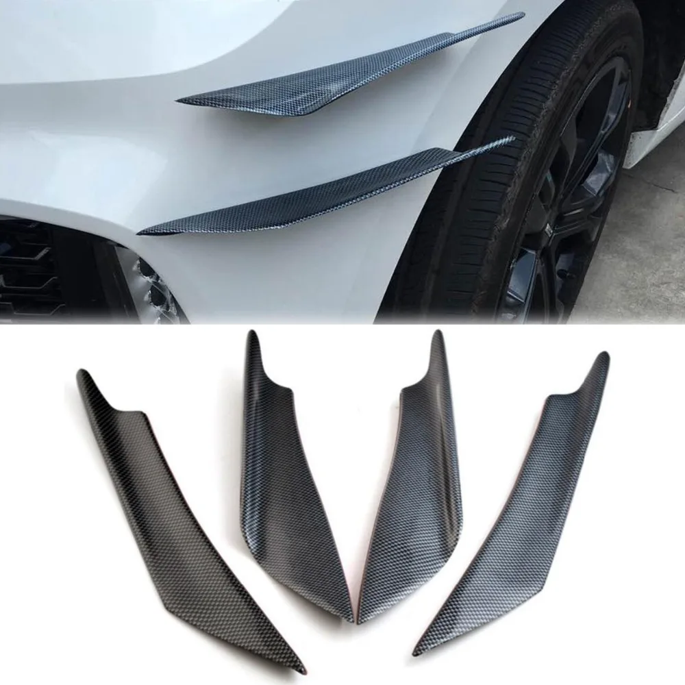 

Universal Car Bumper Splitter Fins Auto Modification Wind Spoiler Air Knife Protective Decoration Trim 4PCS Carbon Fiber Color