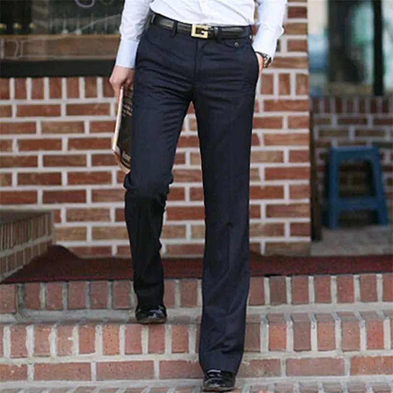Весенняя и летняя Корейская версия мужских обтягивающих прямых брюк, мужские повседневные брюки, деловой костюм, брюки - Цвет: Navy blue