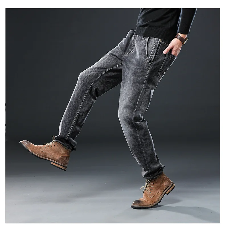 Mens Regular Fit Jeans Clothing Plus Male Autumn Elastic Stretch Denim Straight Leg Classic Cowboy Pants Big Size 40 42 44 46 48