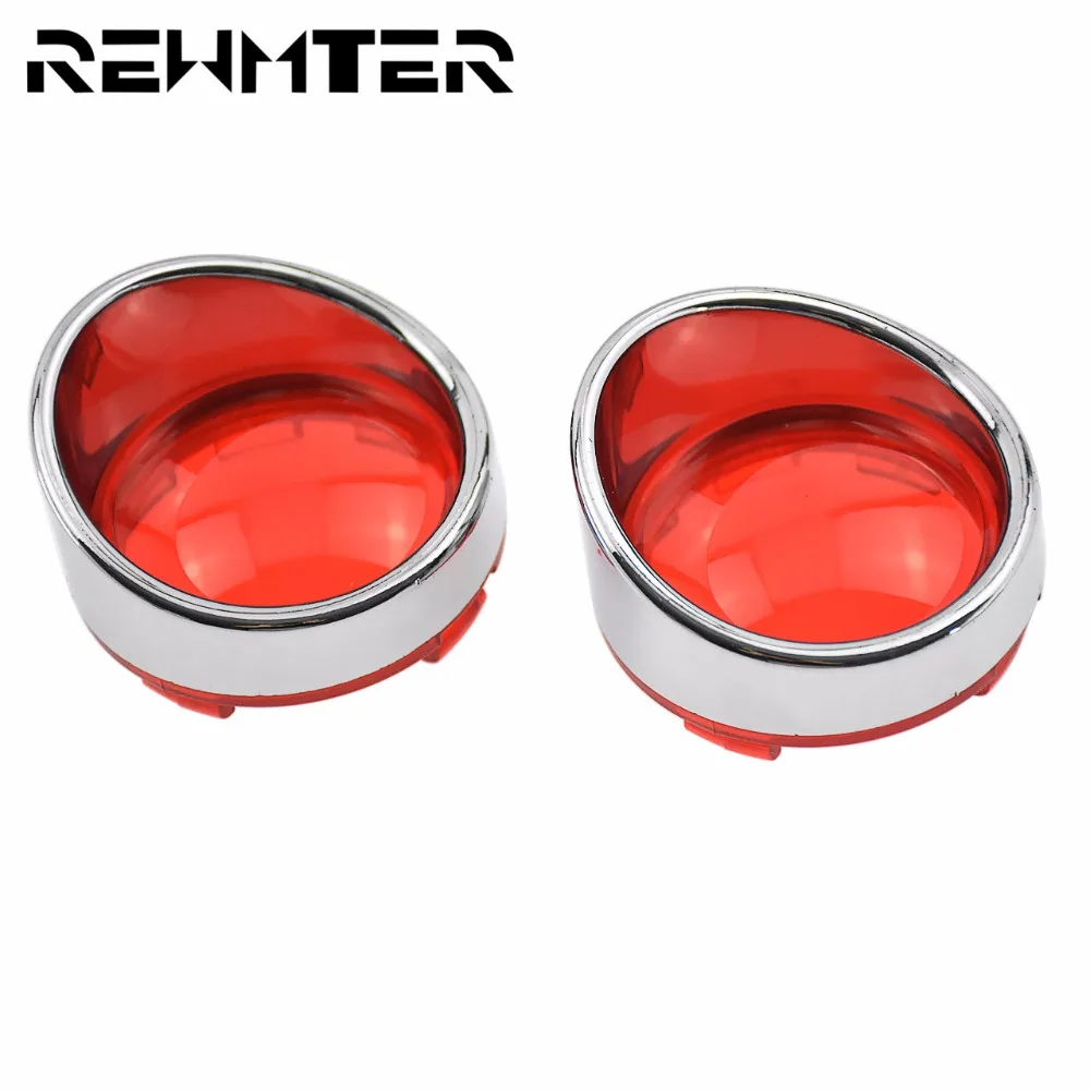 2PCS Motorcycle Bezel Visor Turn Signal Light Lens Cover Trim Ring Amber Red For Harley Sportster Softail Touring Road King V-R |