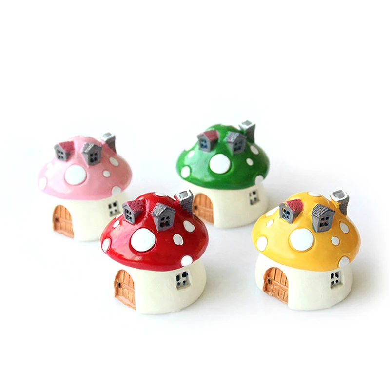 

BESTOARD 4pcs Miniature Fairy Garden Mushroom House Ornament Dollhouse Plant Pot Figurine DIY Outdoor Decor