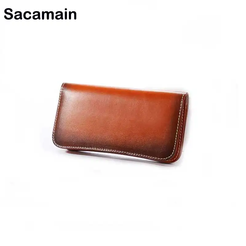 

Sacamain Vintage Handmade Unisex Wallets Genuine Leather Luxury Cluthes New Design High Quality Men Women Purses And Wallets