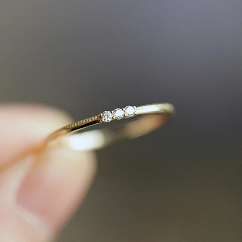 

ZHOUYANG Delicate Rings For Women Mini Cubic Zirconia Light Yellow Gold Silver Color Thin Finger Ring Fashion Jewelry KBR005