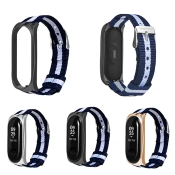 Luxury Nylon Wrist Strap For Xiaomi Mi Band 3 Strap Sport Smart Watch Bracelet Metal Wristband For Mi Band 3 Wrist Strap L0430