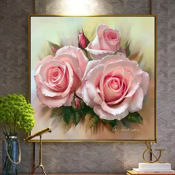

oneroom,Embroidery,DIY Pink Flowers Painting,Full Needlework,Cross stitch,kits,14CT Cross-stitch,Embroidery Sets,50x50 cm,