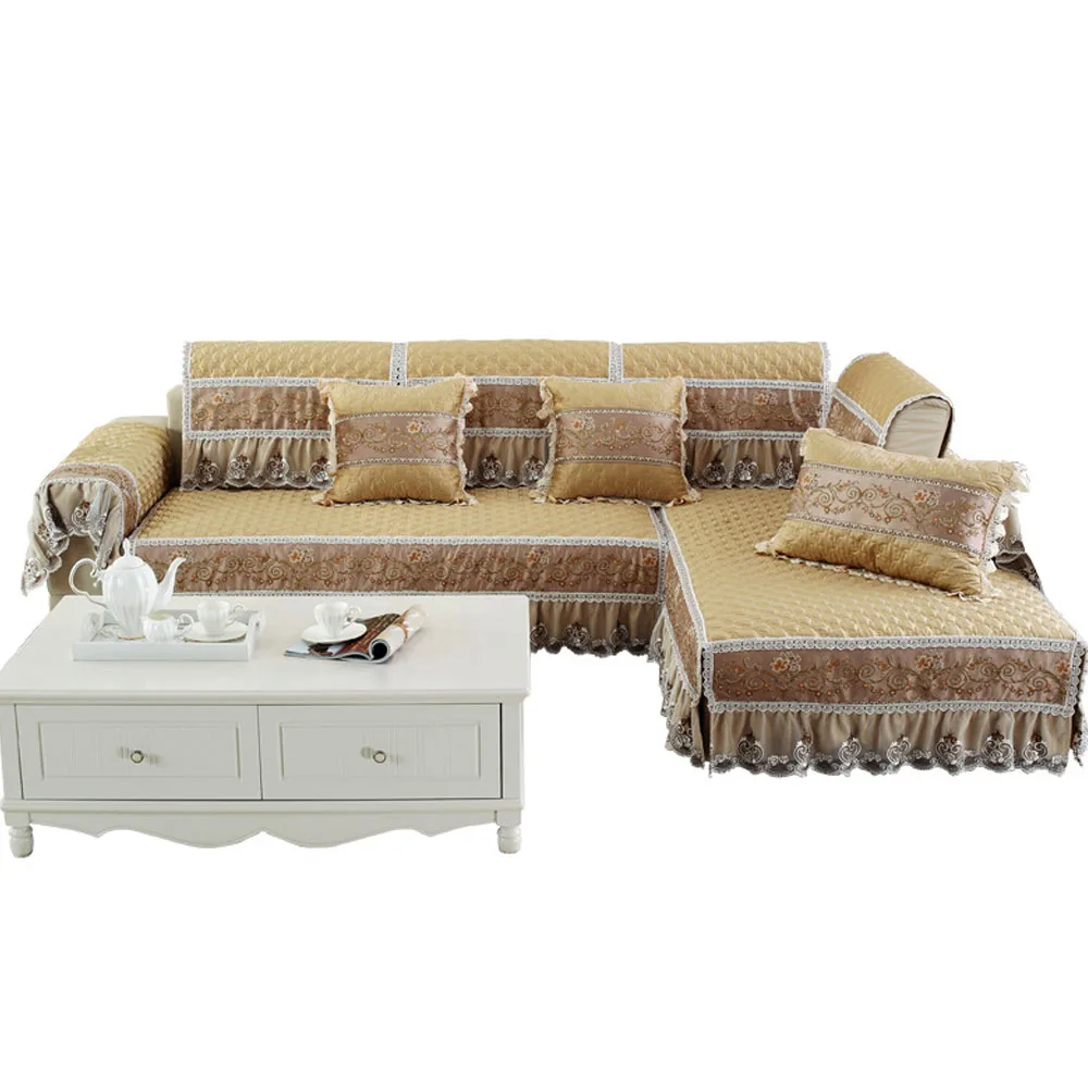 

Polyester Fabric Sofa Cover European Embroidery Jacquard Design Slip-Resistant Sofa Armrest Towel Couch Cover For Living House