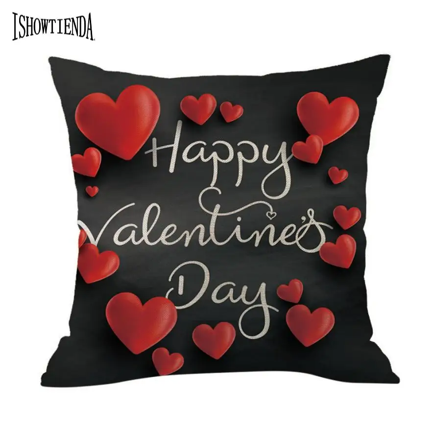 2018 Happy Valentine Pillow cover Cotton Linen Cushion Cover pillowcase
