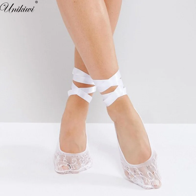 

Women's Silicone Antiskid Invisible Lace Socks with Belt.Lady Girl Low Cut Ballet Dancing Boat Socks Princess Ship Sock Slippers
