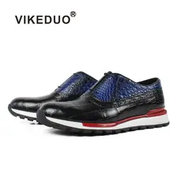 Vikeduo/2019 г. летняя новая спортивная обувь для мужчин из натуральной коровьей кожи на шнуровке, мужская обувь, черные повседневные оксфорды
