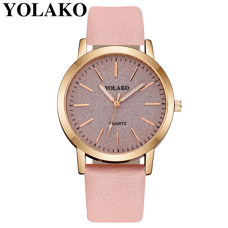 Лидирующий бренд, высокое качество, модные женские простые часы Geneva, искусственная кожа, аналоговые кварцевые наручные часы, часы saat, подарок - Цвет: Розовый