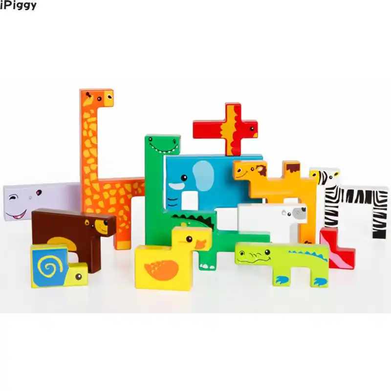 IPiggy деревянный 3D головоломки деревянные игрушки мультфильм животных разведки