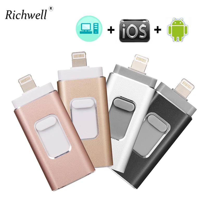 

USB Flash Drive USB 3.0 For iPhone X/8/7/7 Plus/6/6s/5/SE/ipad Usb/Otg/Lightning 3 in 1 Pen Drive HD Memory Stick 128GB 64GB