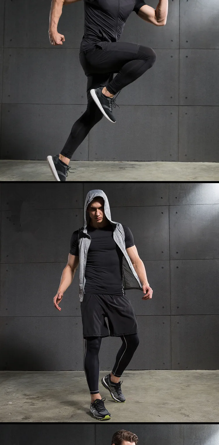 Быстросохнущие спортивные костюмы комплект мужской одежды для бега компрессионные баскетбольные тайтсы одежда спортзал фитнес бег костюмы спортивные костюмы для бега