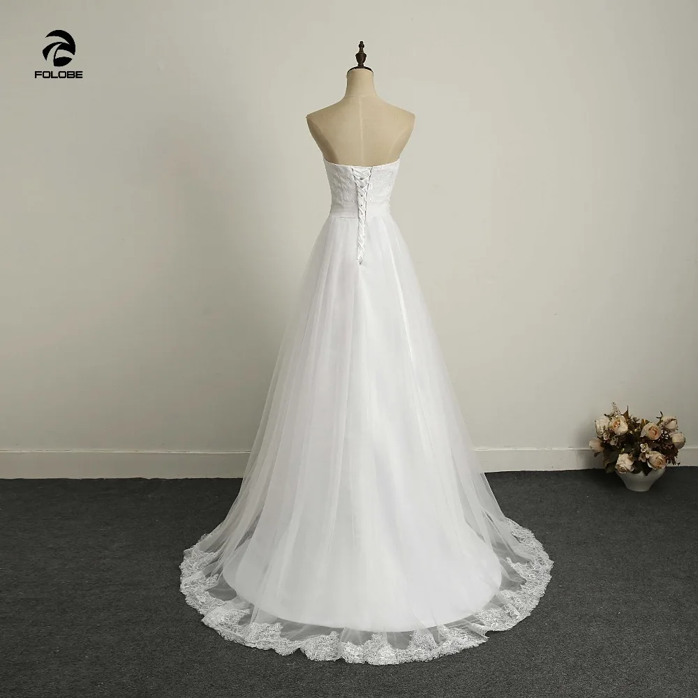 Элегантное без бретелек Бисероплетение Кружева Vestidos De Noiva открытая спина жемчуг А-силуэт длинные пляжные свадебные платья Robe De Mariee свадебные платья