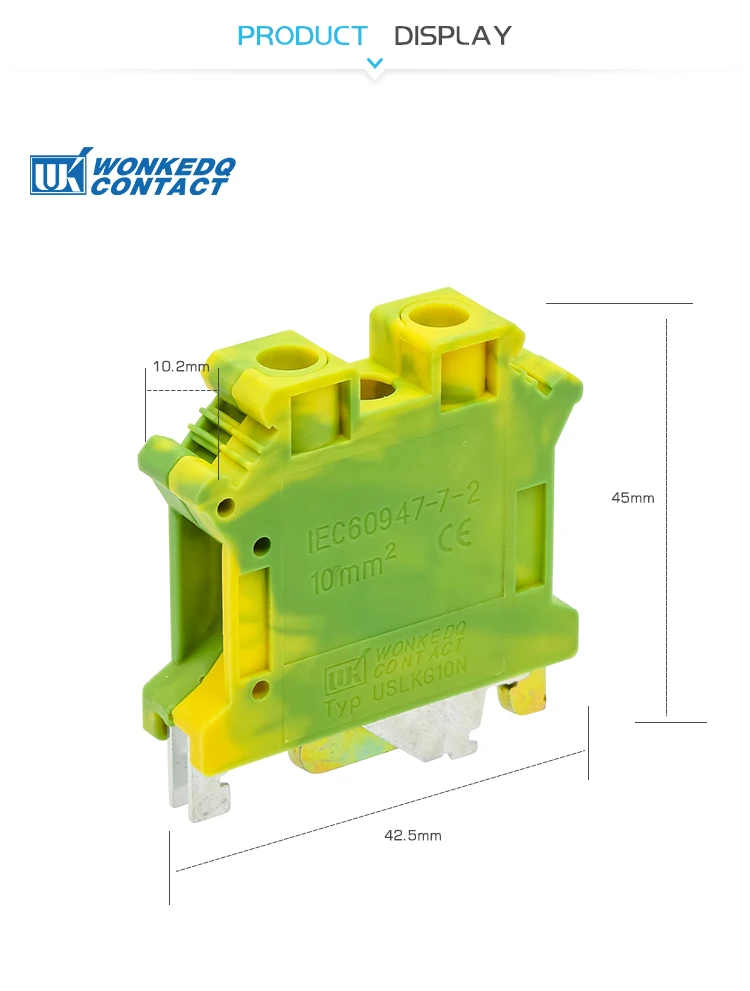 10 шт. USLKG-10N din-рейку клеммные блоки заземление вместо Феникс контакт Универсальный класс разъем USLKG10N