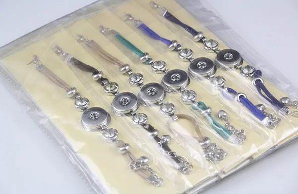 

12pcs/lot mixed colors Handmade Velvet Snap Bracelet With Crystal Rhinestone Buttons Bracelet Jewelry For Women Men