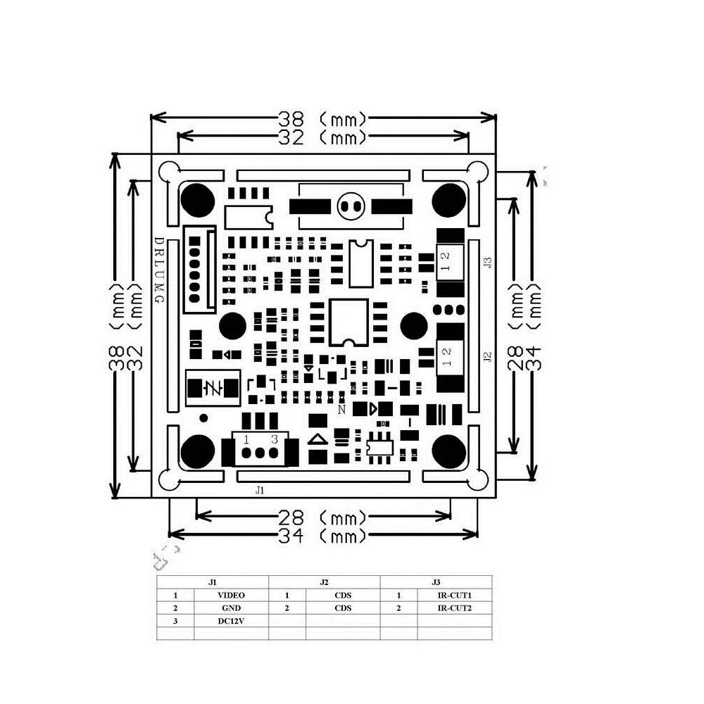 CCTV CMOS 700TVL Board Camera Module 1//3/" CMOS PC3089 CMOS Analog Board