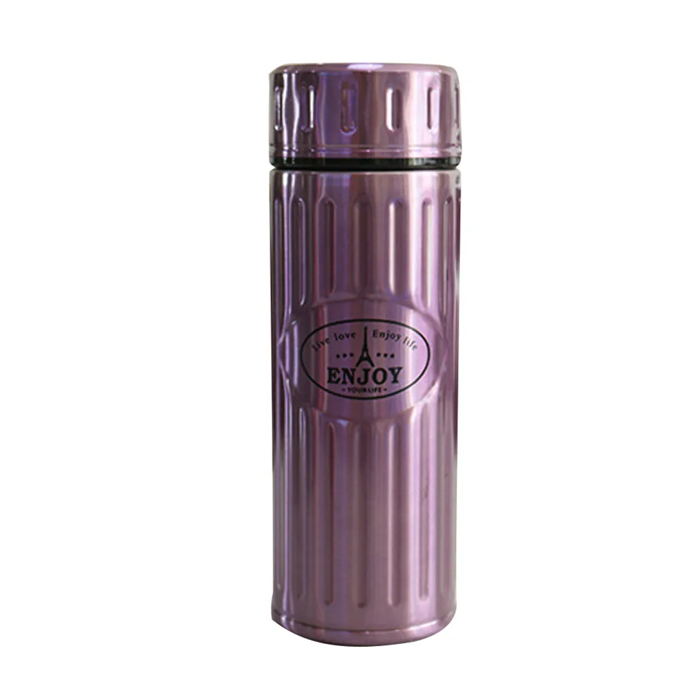 Saingace, дорожные кофейные чашки из нержавеющей стали, вакуумная колба для чая с рисунком, термос, чашка, бутылки для воды, новинка, Прямая поставка - Цвет: Фиолетовый