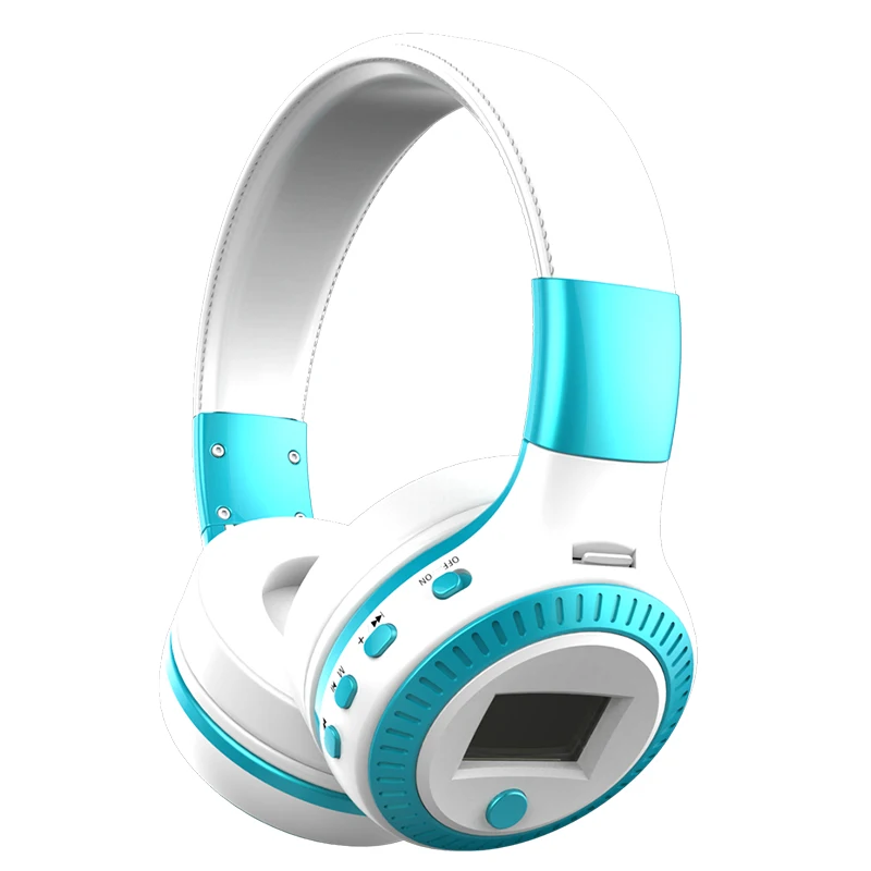 ZEALOT B19 беспроводные Bluetooth наушники с ЖК-дисплеем HiFi бас стерео наушники гарнитура с микрофоном FM радио Micro-SD TF слот для карт - Цвет: Blue