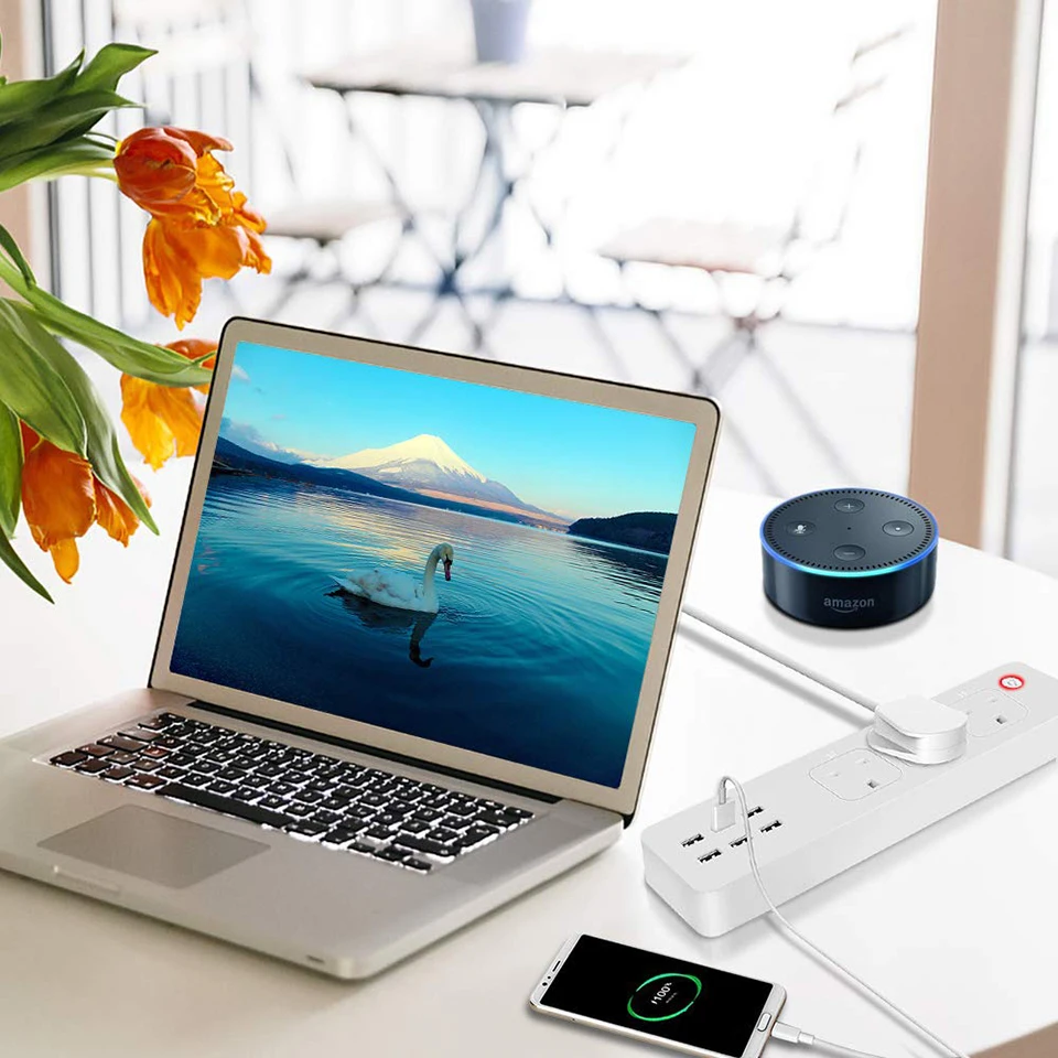 Умный WiFi блок питания приложение дистанционного голосового индивидуального управления с Amazon Alexa Google Home Assistant 3 Великобритания умная розетка 6 USB порт