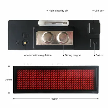 

NEW Multi Color Scrolling Message Led Name Pin Badge, 44x11 Dots Rechargeable Led Name Business Card Tag Text Display For Event